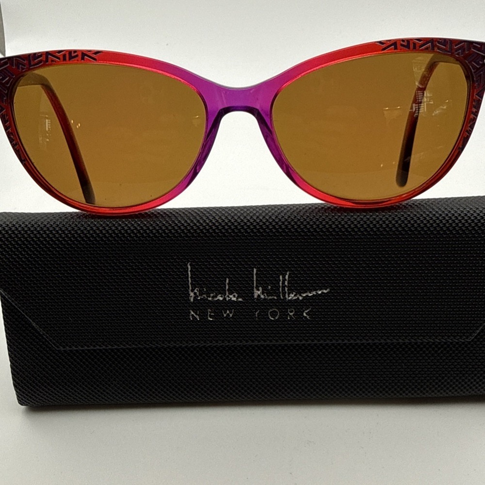 AUTHENTIC NICOLE MILLER "CALYER" Burgandy Sunglasses 55mm 17 140 & Travel Case - Picture 3 of 9